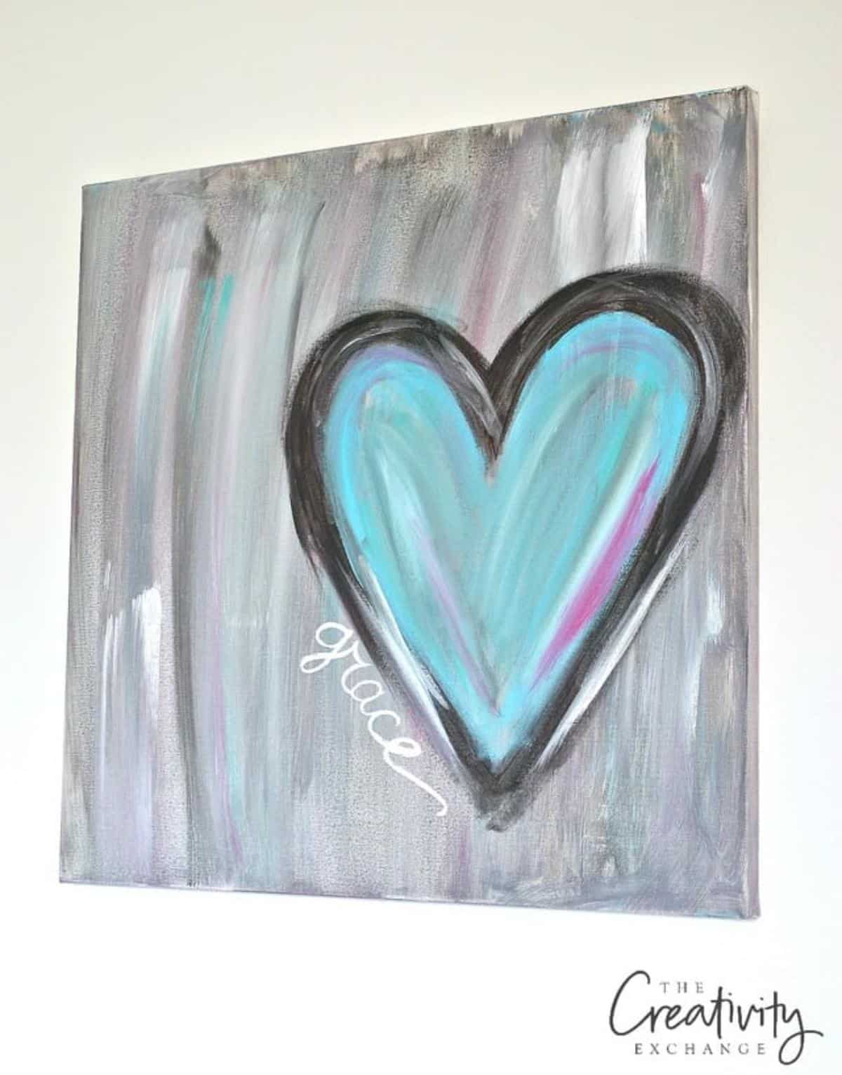 DIY Abstract Heart Painting and a Fun Paint Party