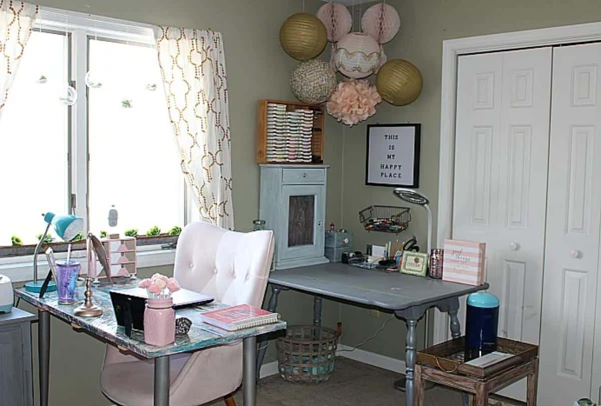 Pink and Gold DIY Craft Room & Office