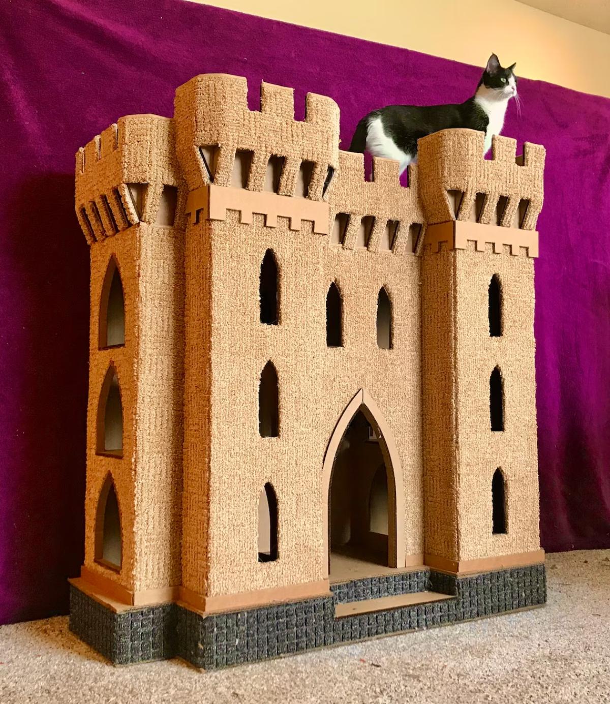 DIY Cardboard Gothic Cat Castle