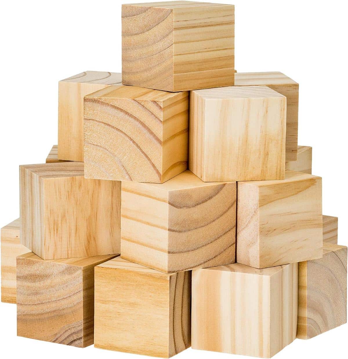 27 Pieces 2 Inch Unfinished Natural Wood Blocks