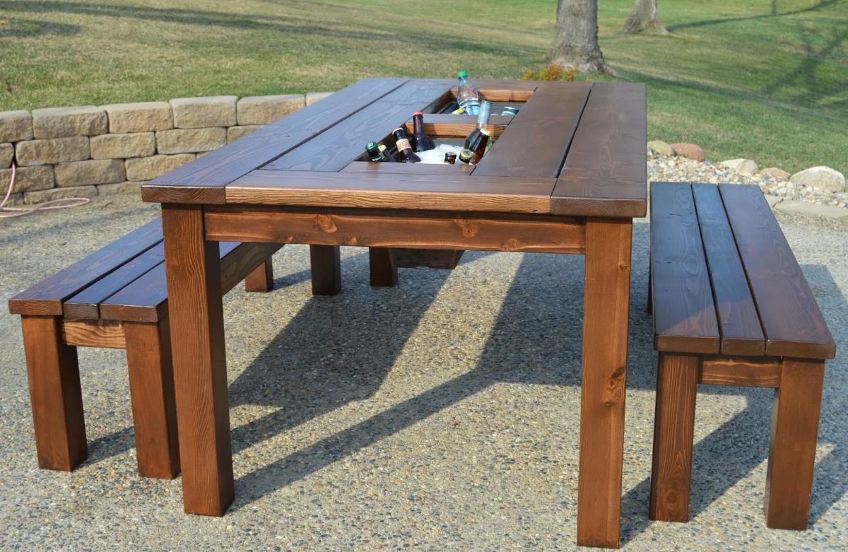 Cooler Patio Table with Built-In Ice Boxes