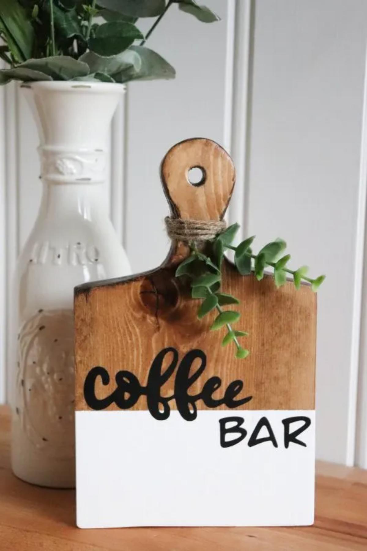 DIY Coffee Bar Cutting Board Sign SVG Cut File