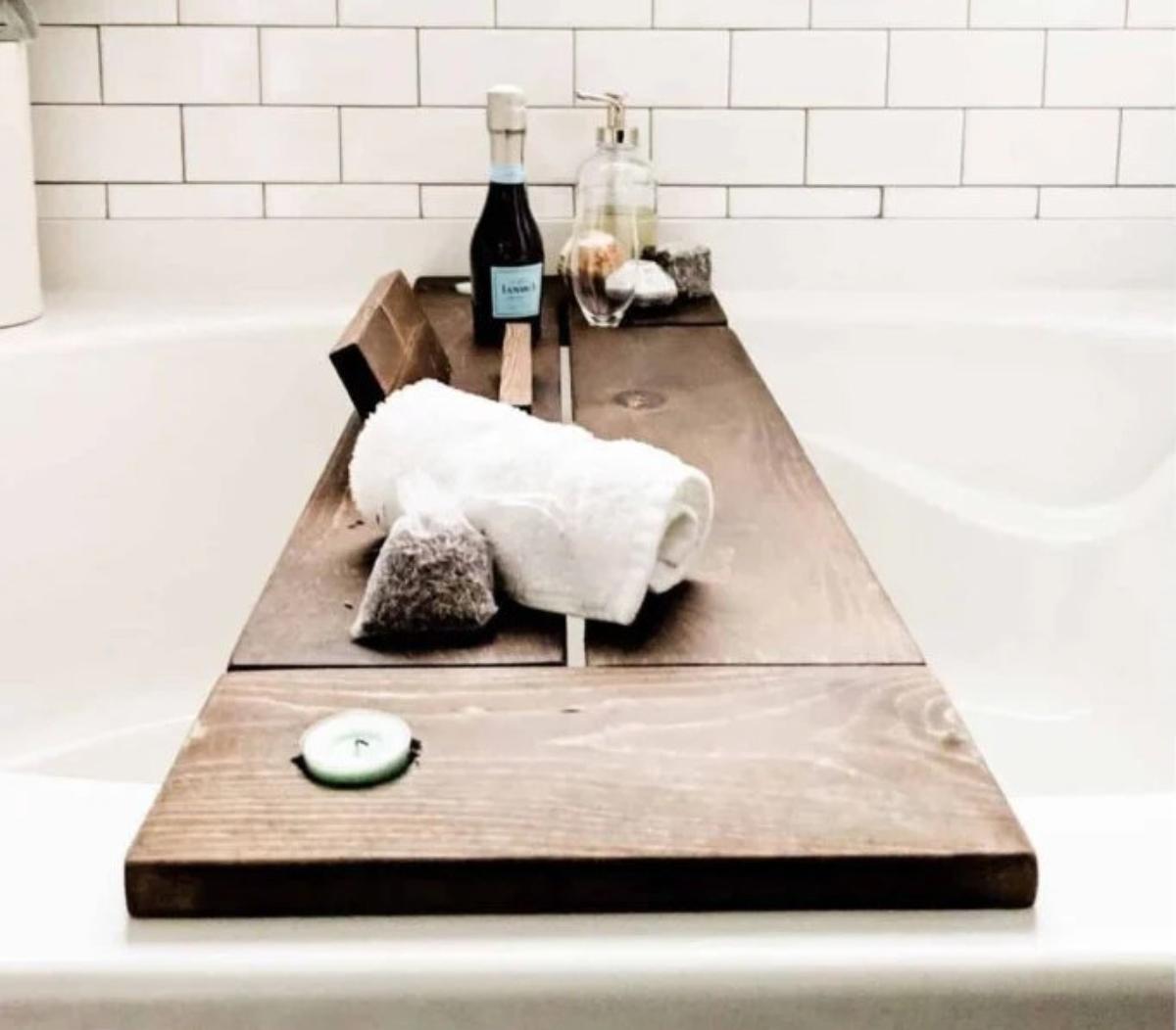 DIY Luxury Wooden Bath Tray