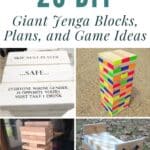 20 DIY Giant Jenga Blocks, Plans, and Game Ideas pinterest image.