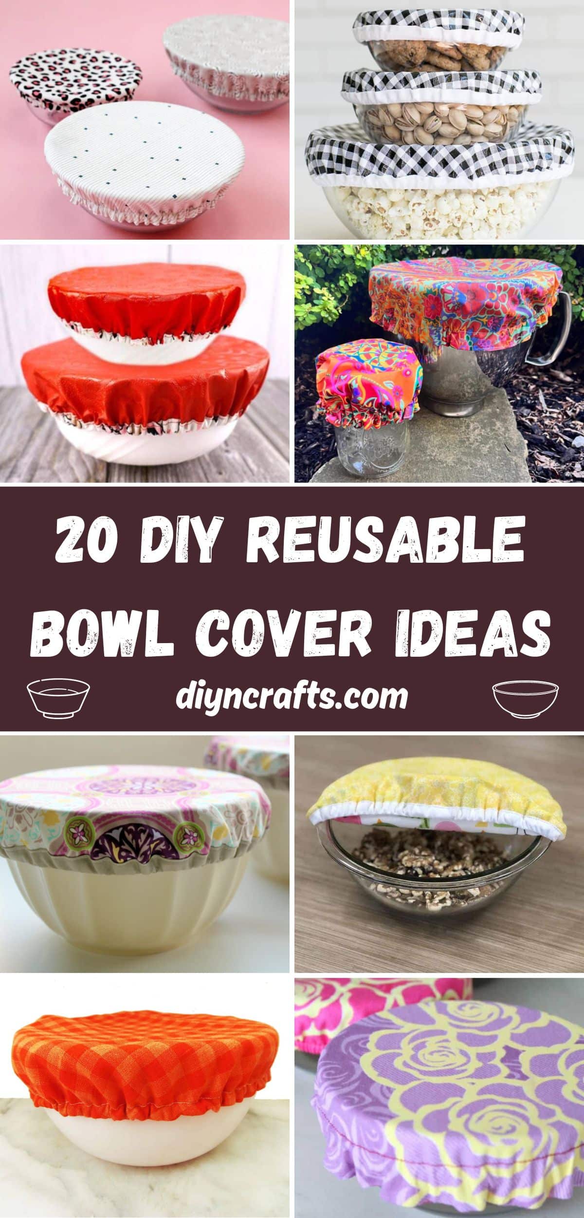 20 DIY Reusable Bowl Cover Ideas collage.