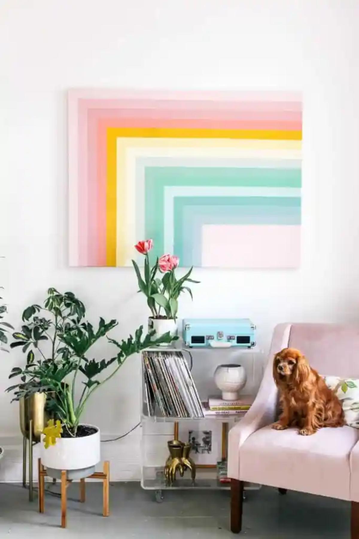 DIY Color Block Rainbow Wall Art