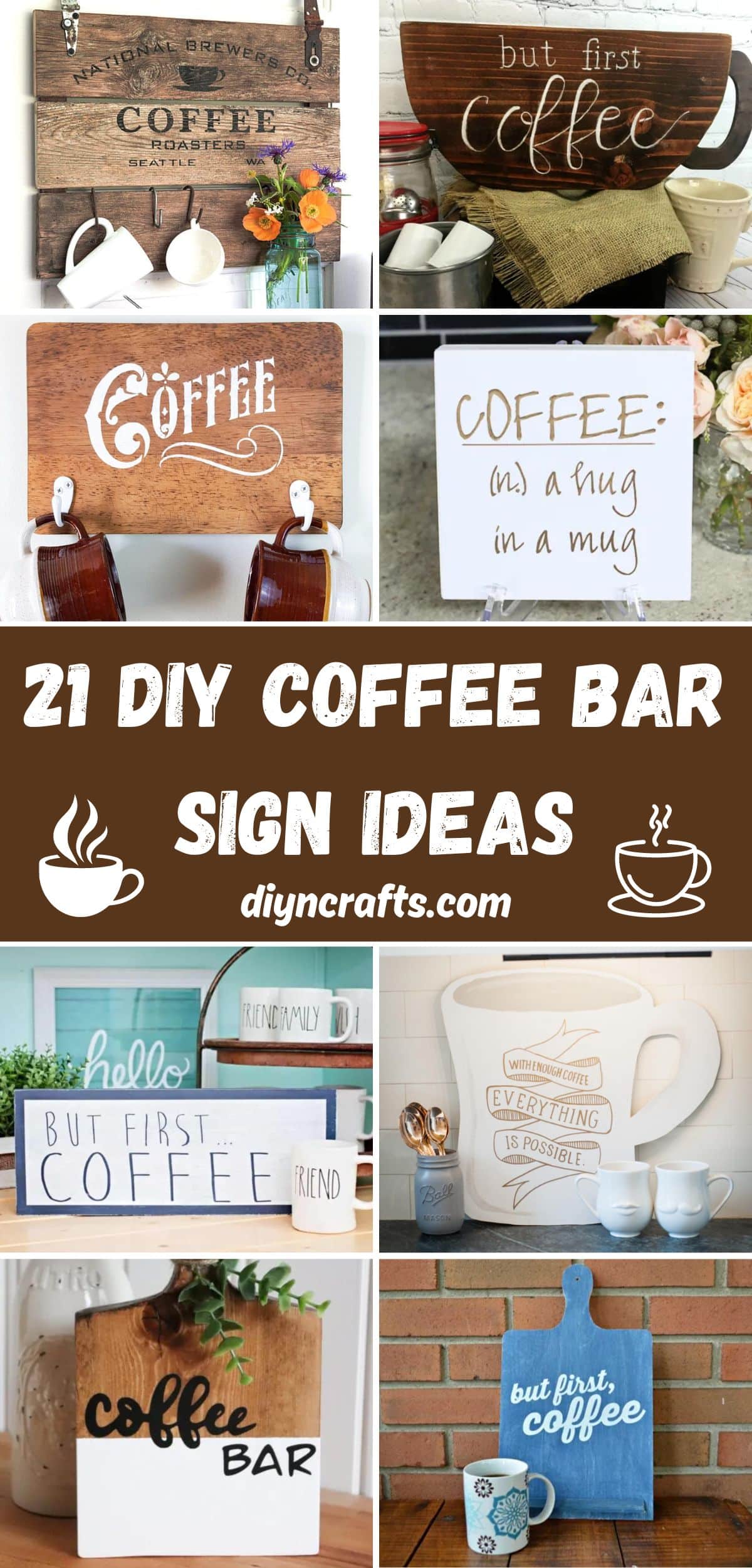 21 DIY Coffee Bar Sign Ideas collage.