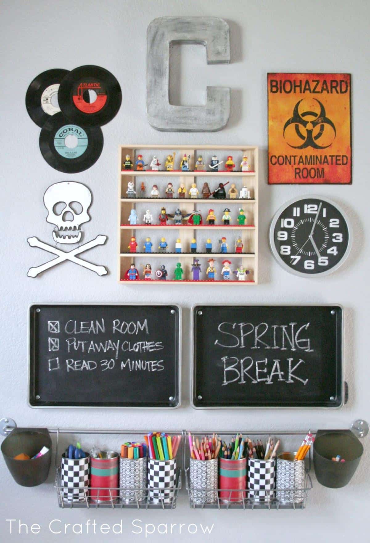 Boys Room Art & Homework Station with Gallery Wall