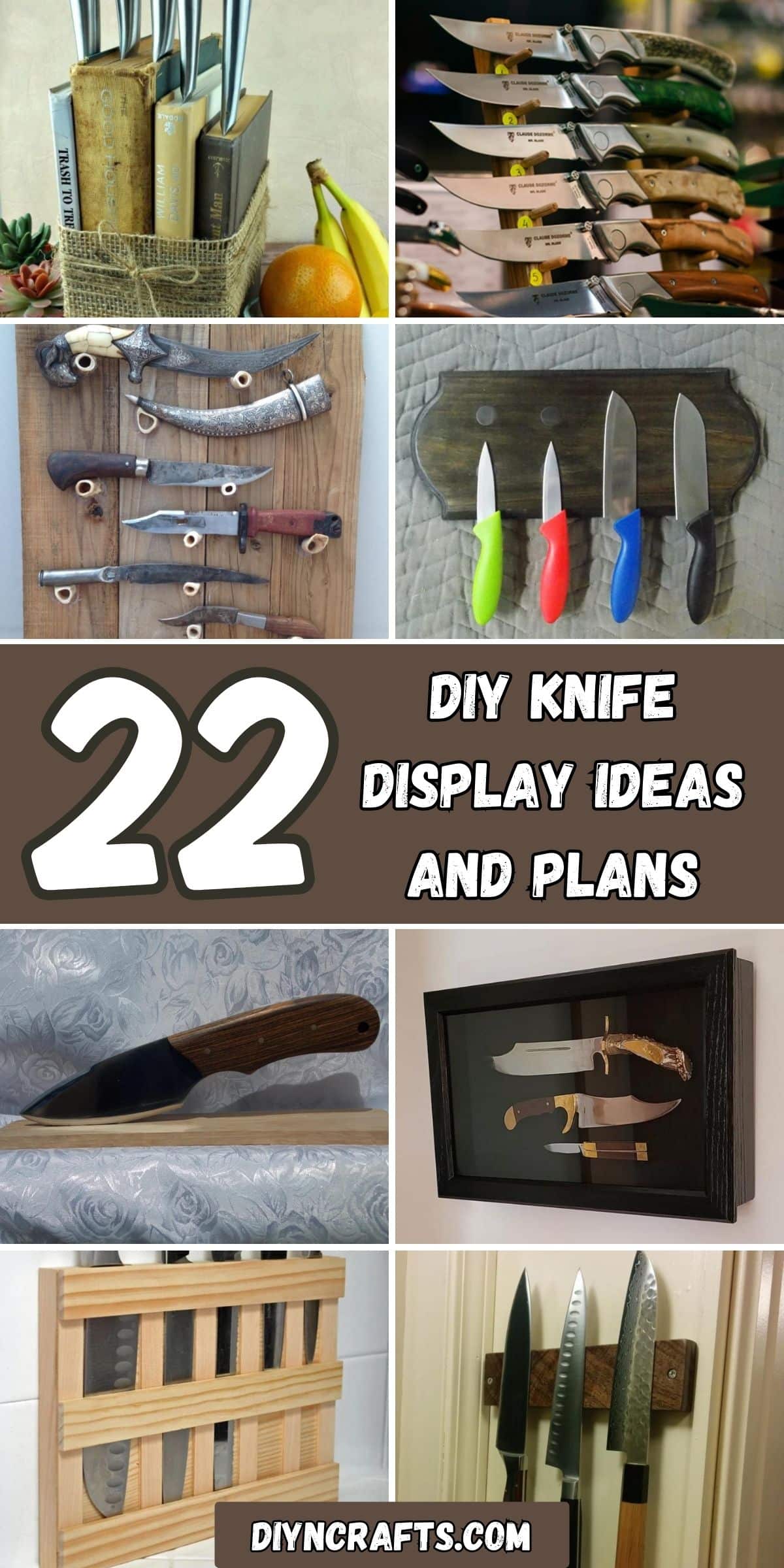 22 DIY Knife Display Ideas and Plans collage.