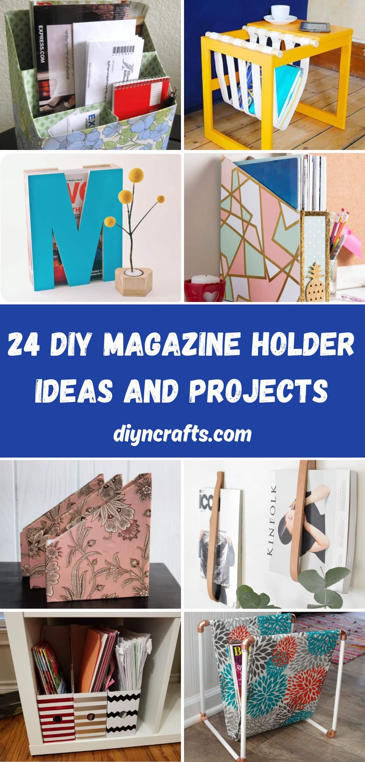 24 DIY Magazine Holder Ideas and Projects collage.
