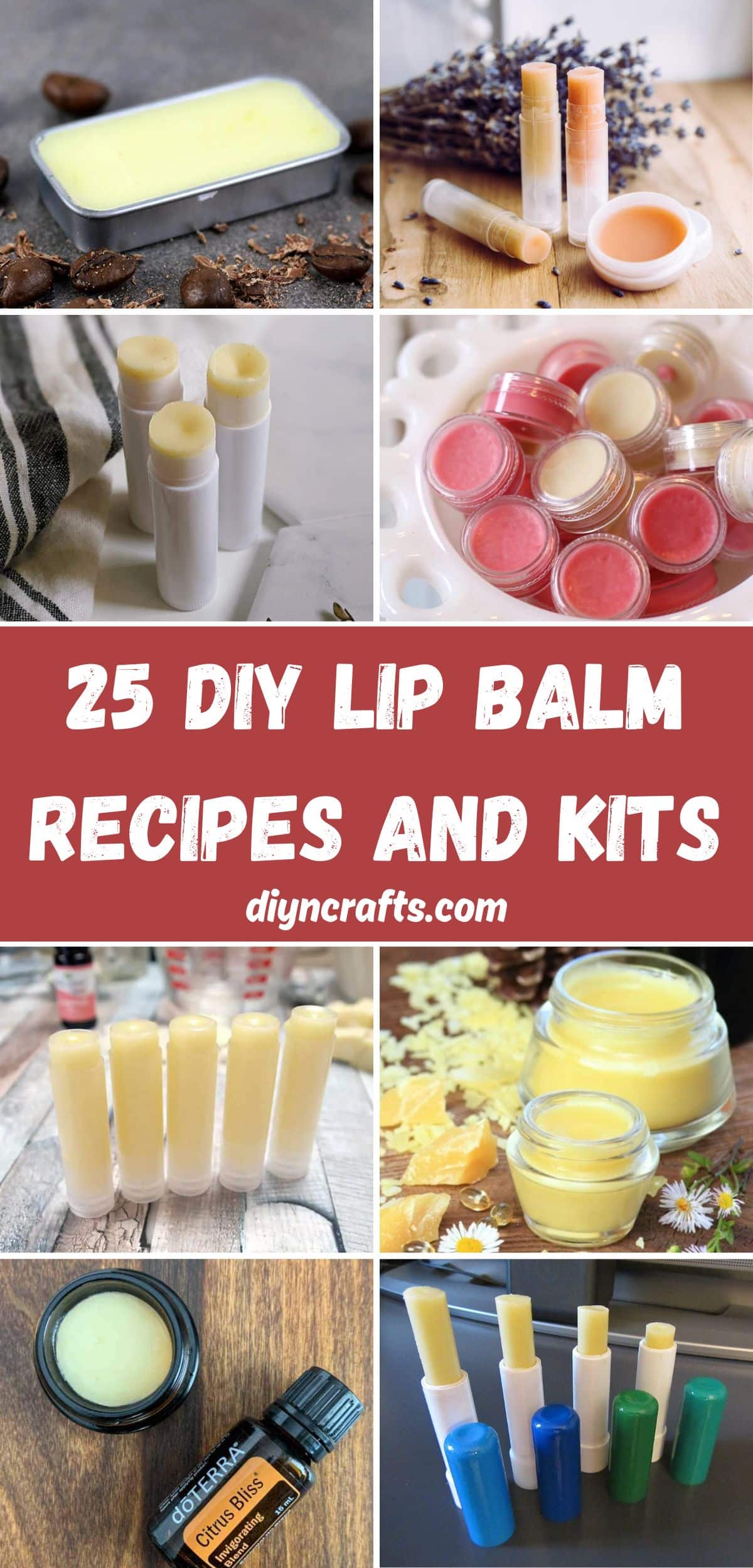 25 DIY Lip Balm Recipes and Kits collage.