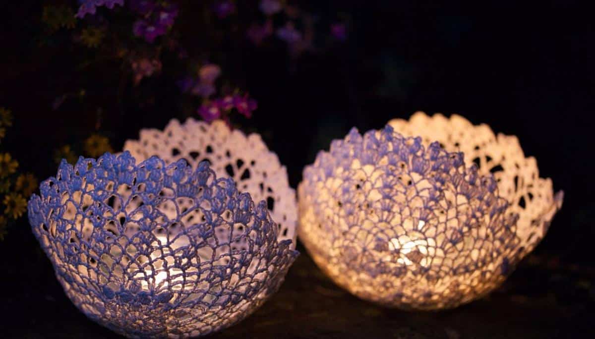 DIY Decorative Doily Candle Holders