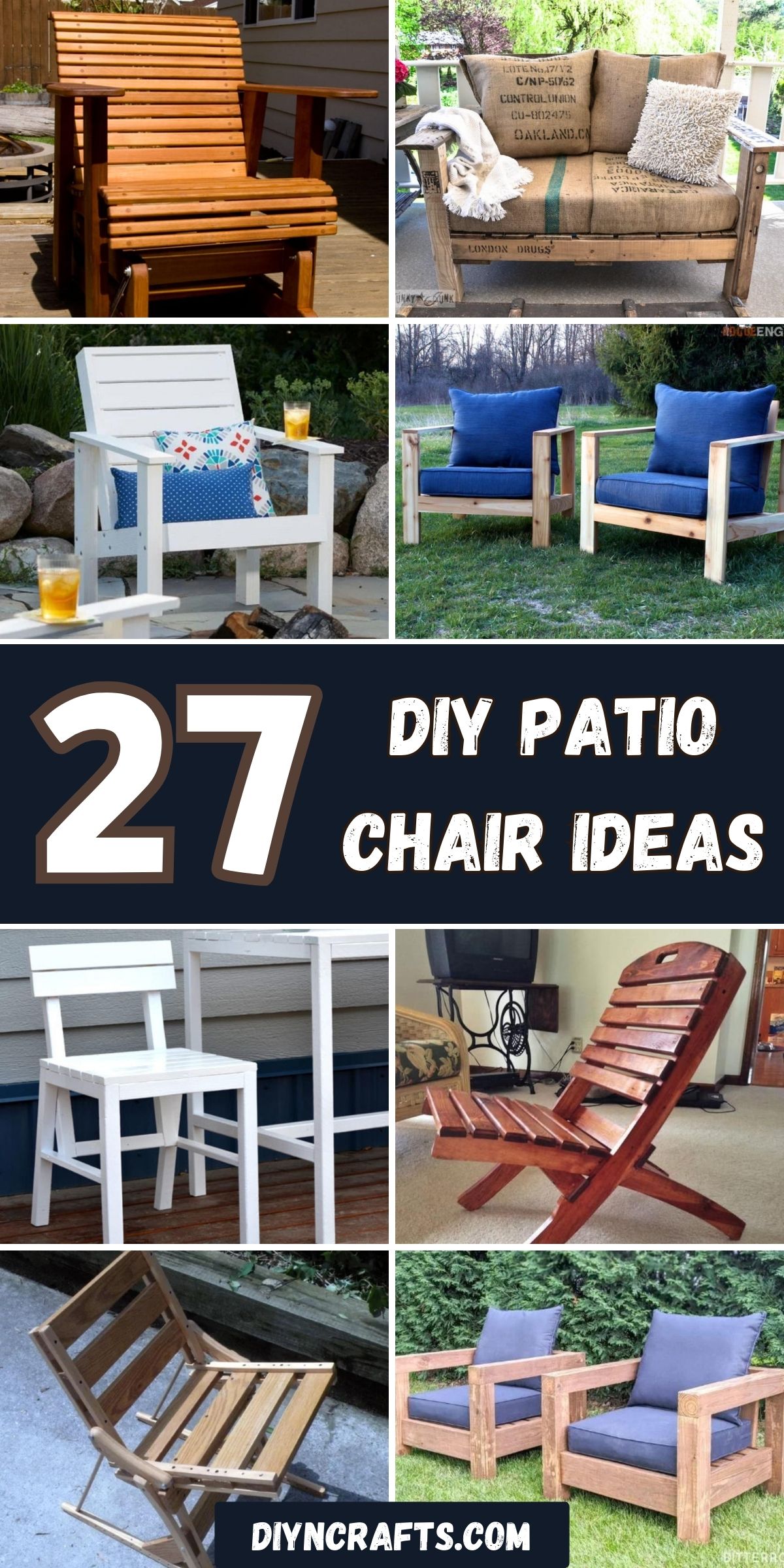 27 DIY Patio Chair Ideas collage.
