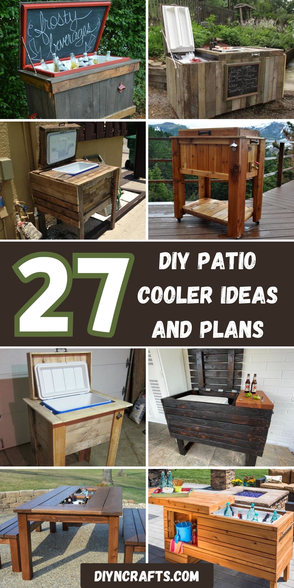 27 DIY Patio Cooler Ideas and Plans collage.