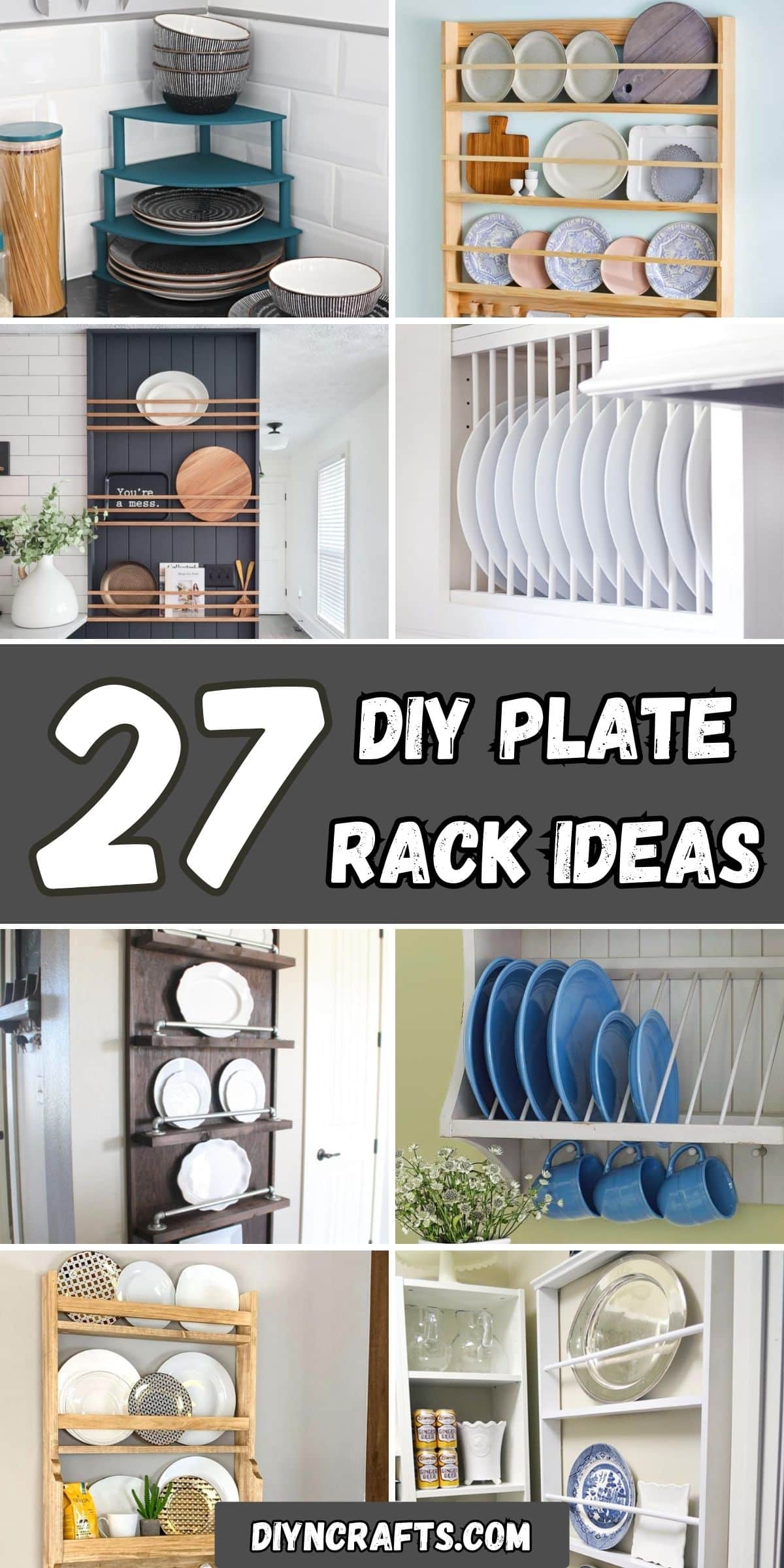 27 DIY Plate Rack Ideas collage.