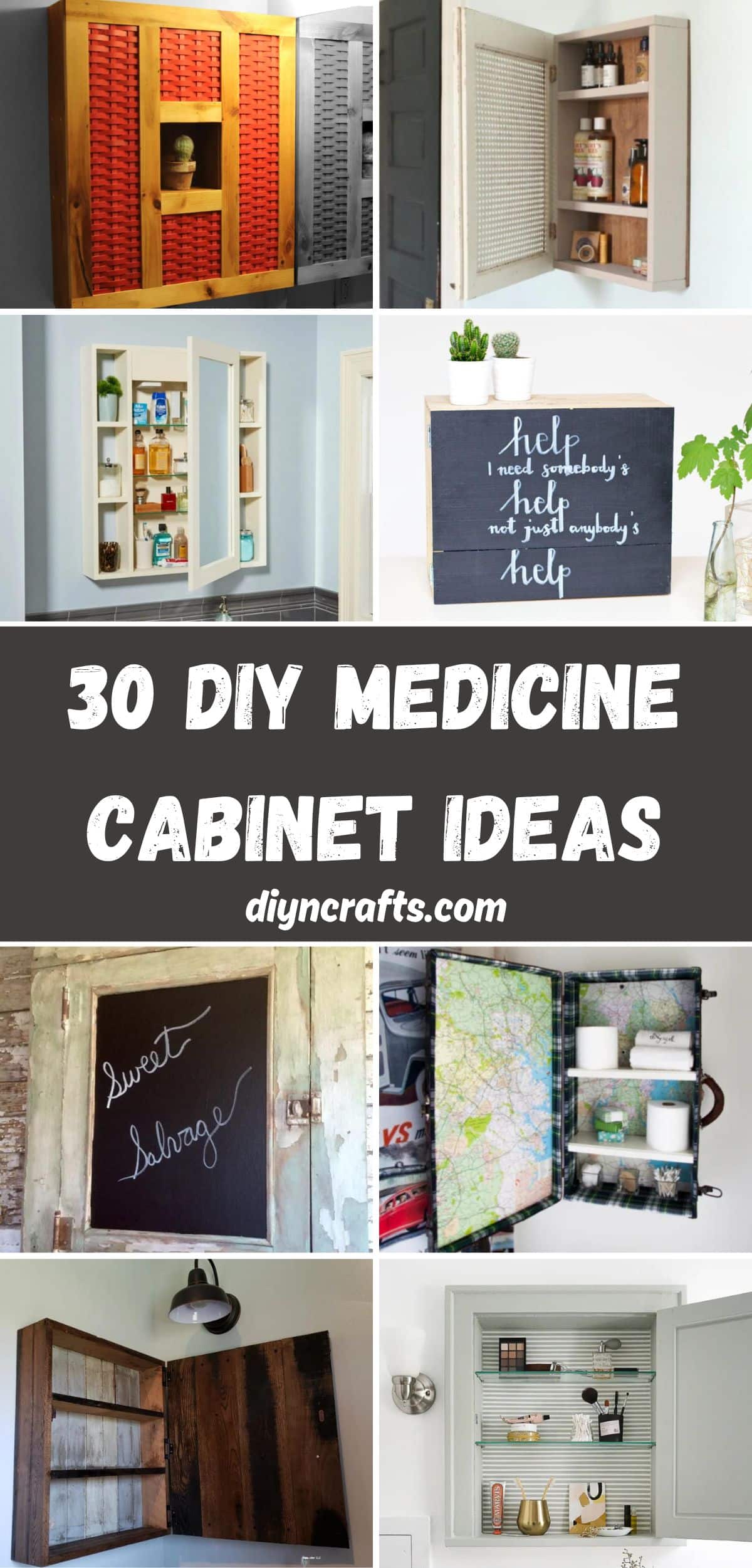 30 DIY Medicine Cabinet Ideas collage.