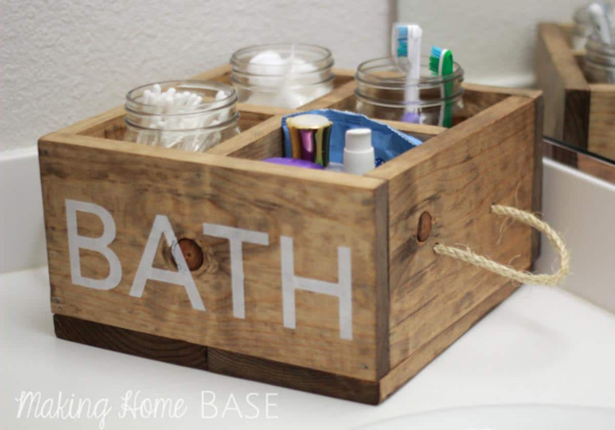 DIY Wood Caddy With Rope Handles