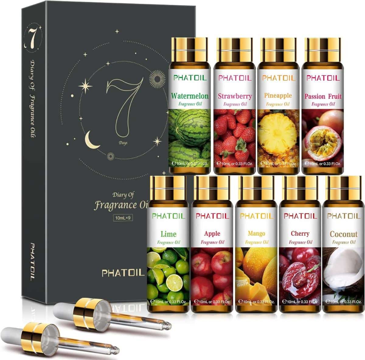 Phatoil 9PCS Fruity Essential Oils Gift Set
