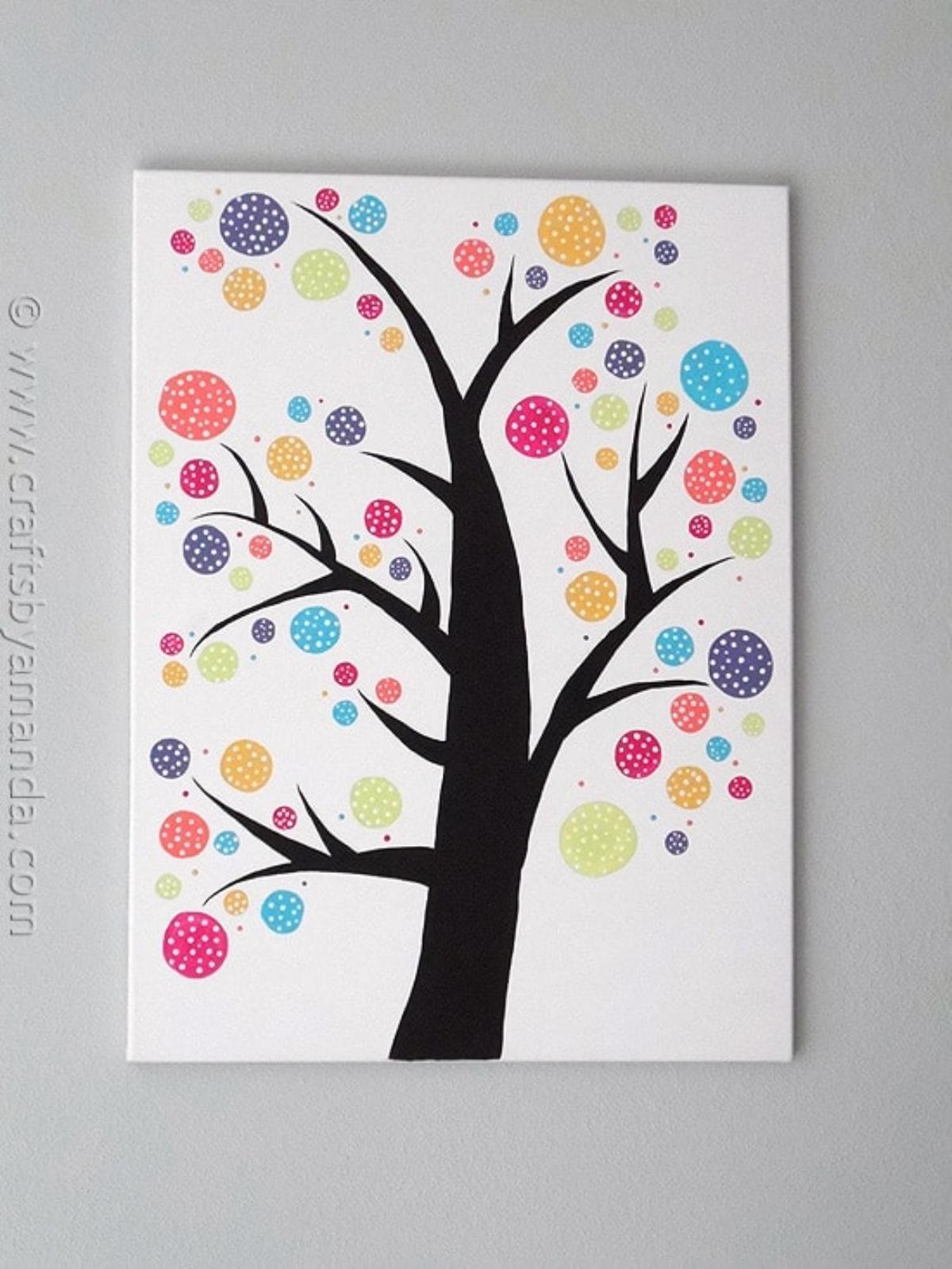 Polka Dot Circle Tree Wall Art