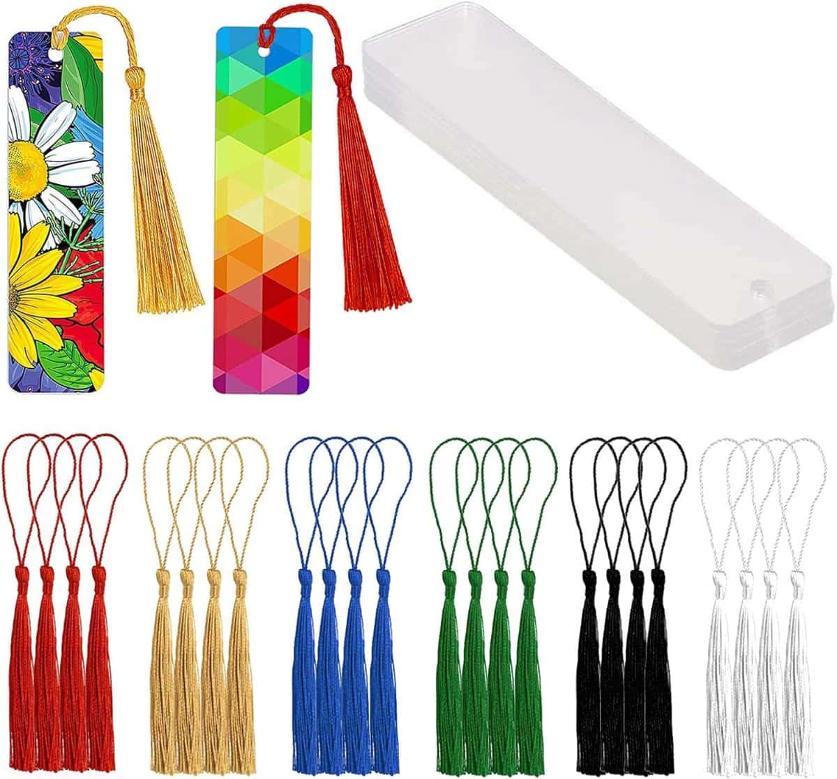 Acrylic Bookmark Blanks Colorful Tassels for DIY Projects and Present Tags