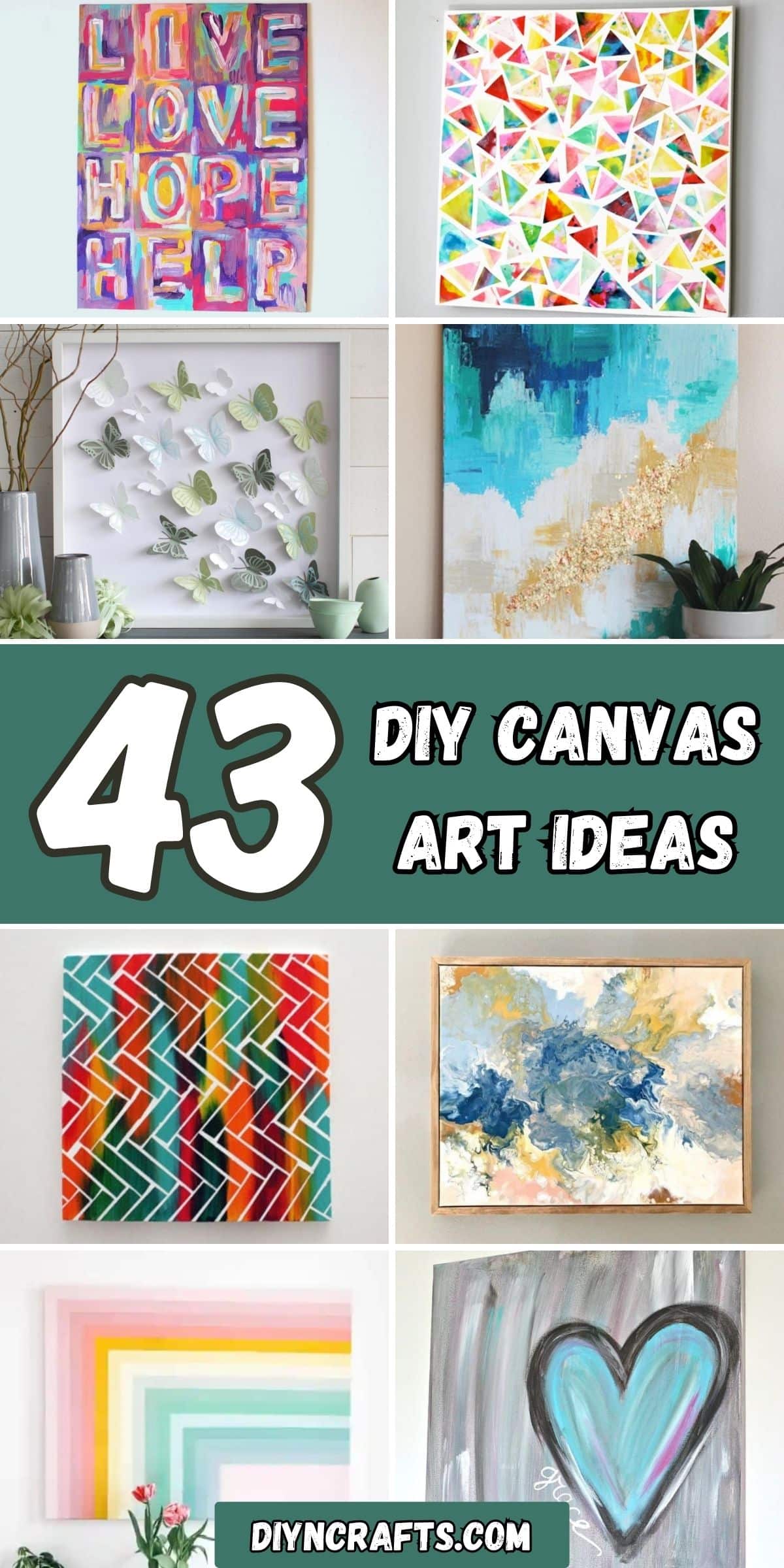 43 DIY Canvas Art Ideas collage.