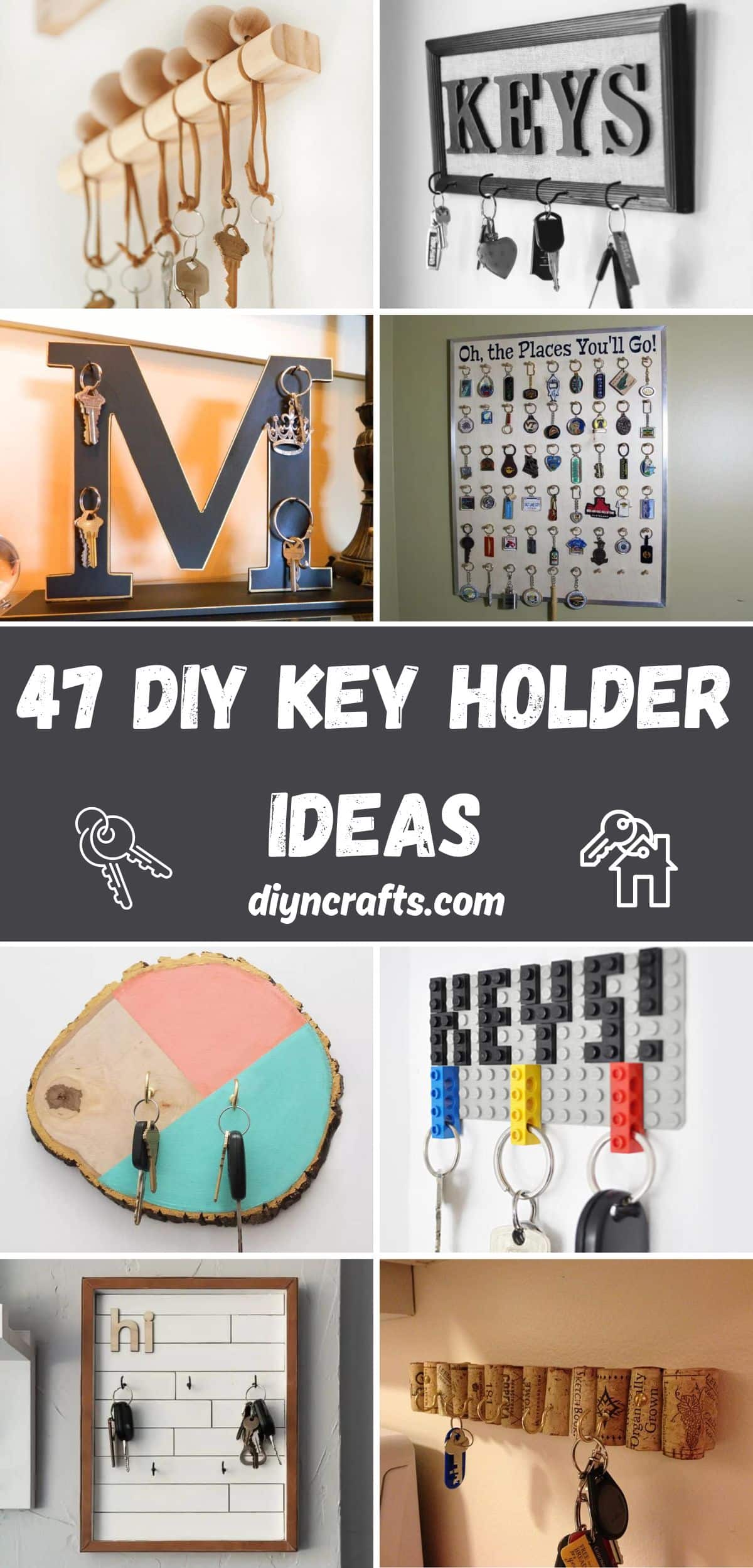 47 DIY Key Holder Ideas collage.