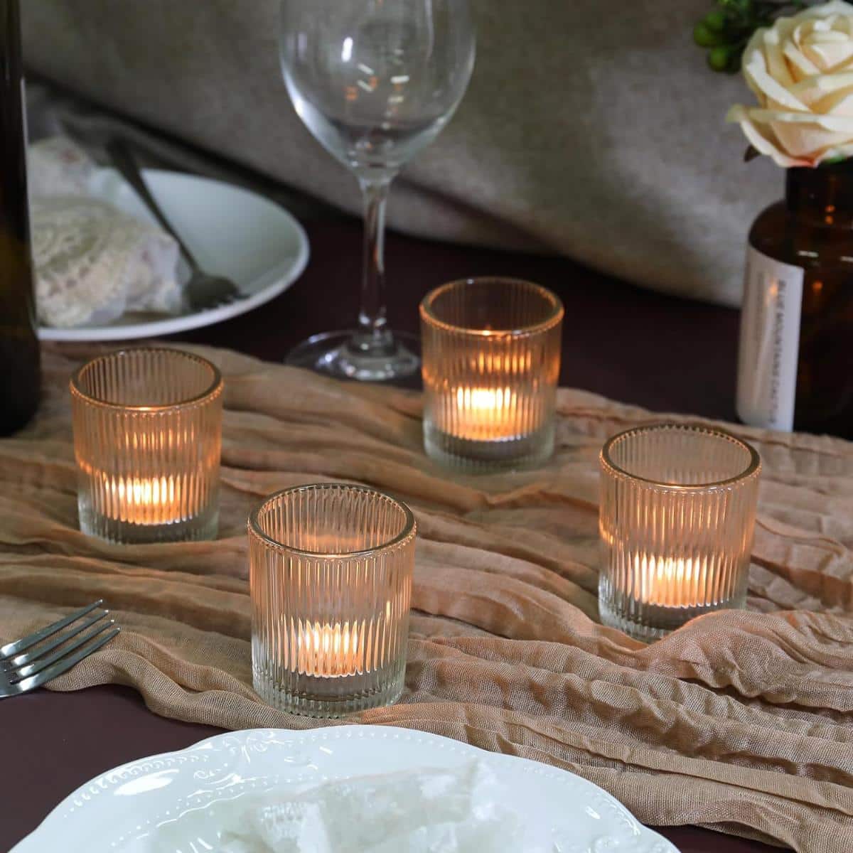 Clear Glass DIY Wax Filling Romance Tealight Candle Holders