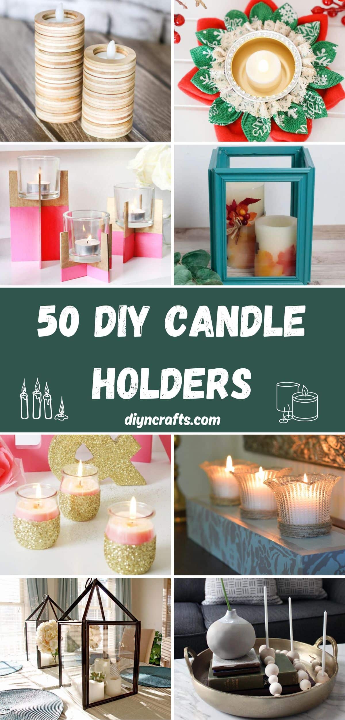 50 DIY Candle Holders collage.