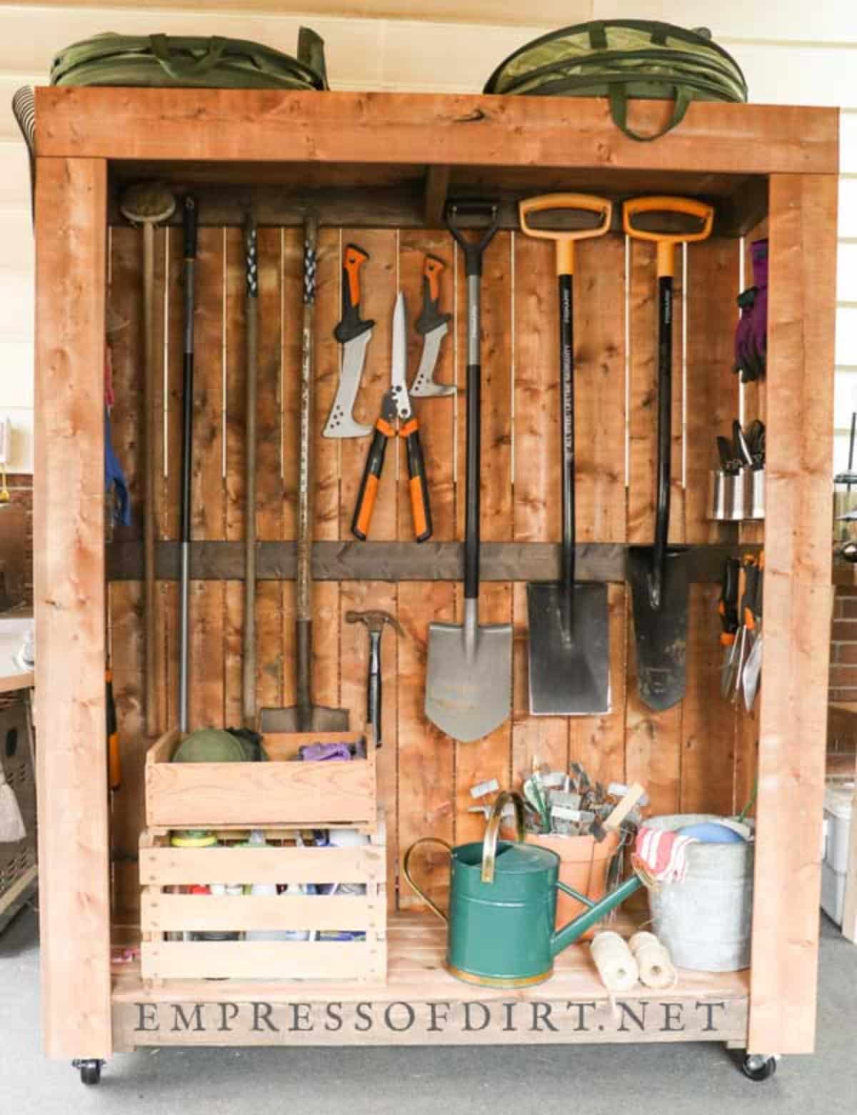 DIY Tool Garden Storage Shed on Wheels 