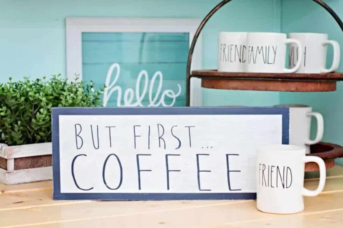 DIY Coffee Bar Sign With Farmhouse Style
