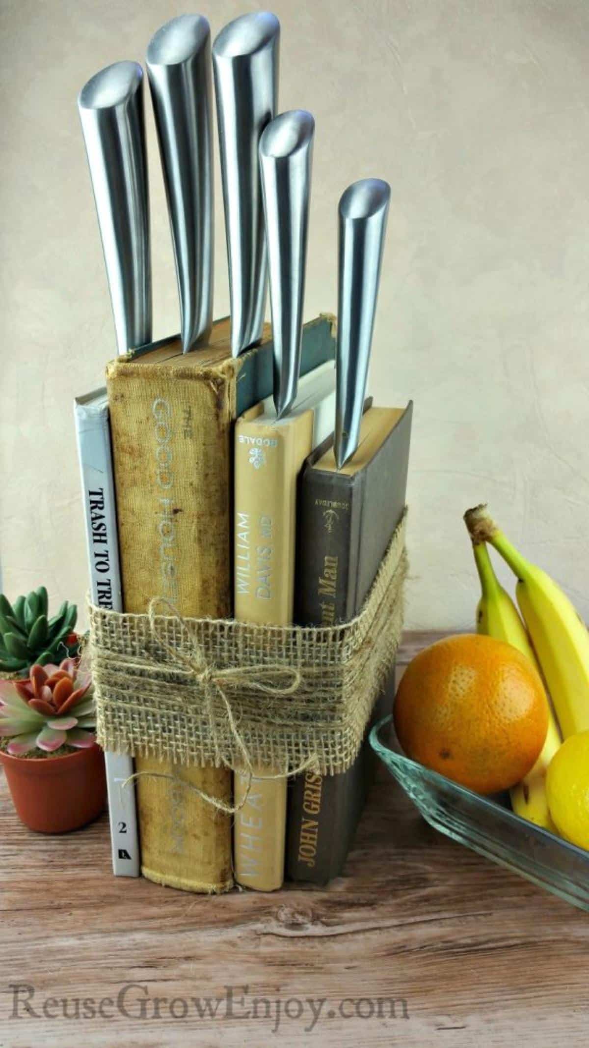 DIY Knife Holder Made From Upcycled Books