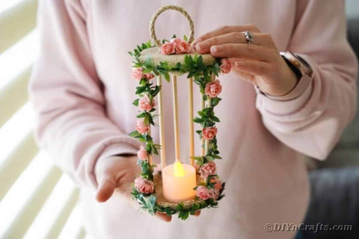 Whimsical Floral Birdcage Candle Holder