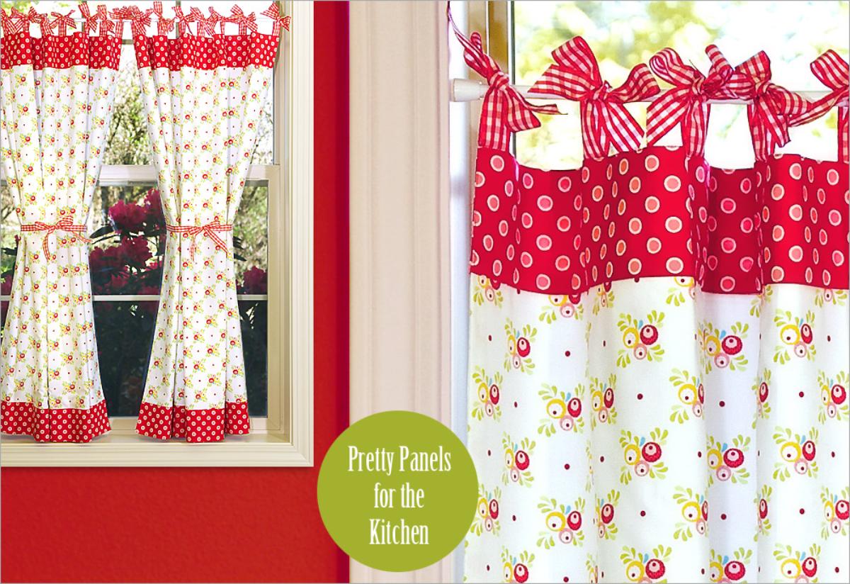 Kitchen Curtains with Ribbon Ties