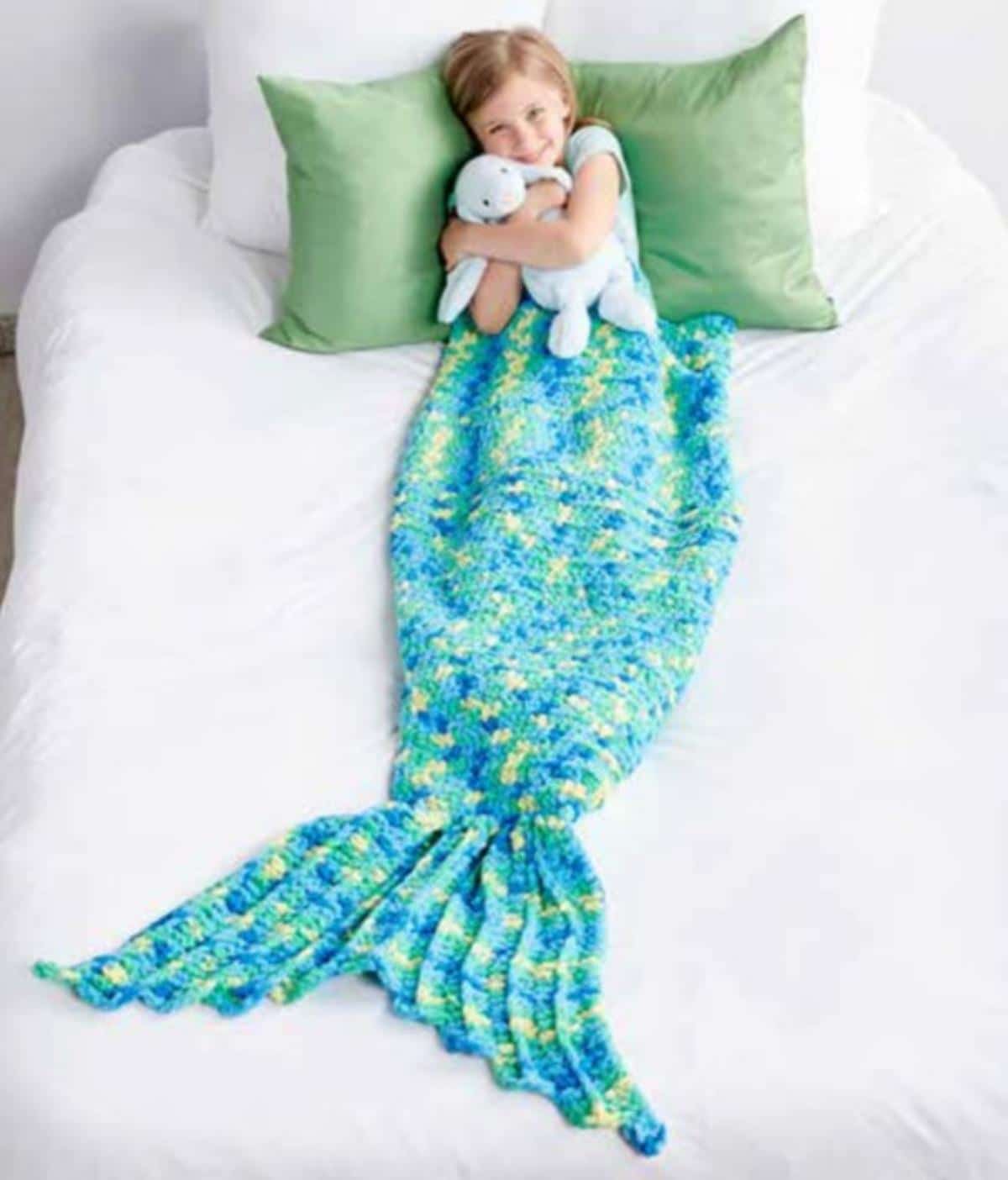 Mermaid Crochet Snuggle Sack in Bernat Blanket Brights Big Ball