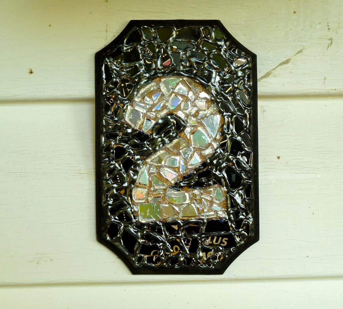 Recycled CD Mosaic House/Apartment Number Plaque