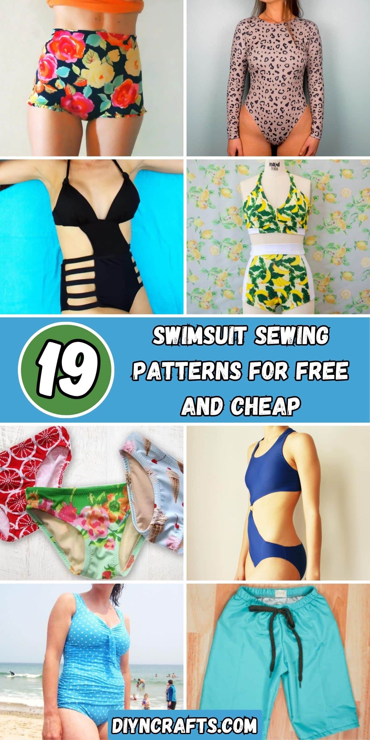 19 Swimsuit Sewing Patterns for Free and Cheap collage.