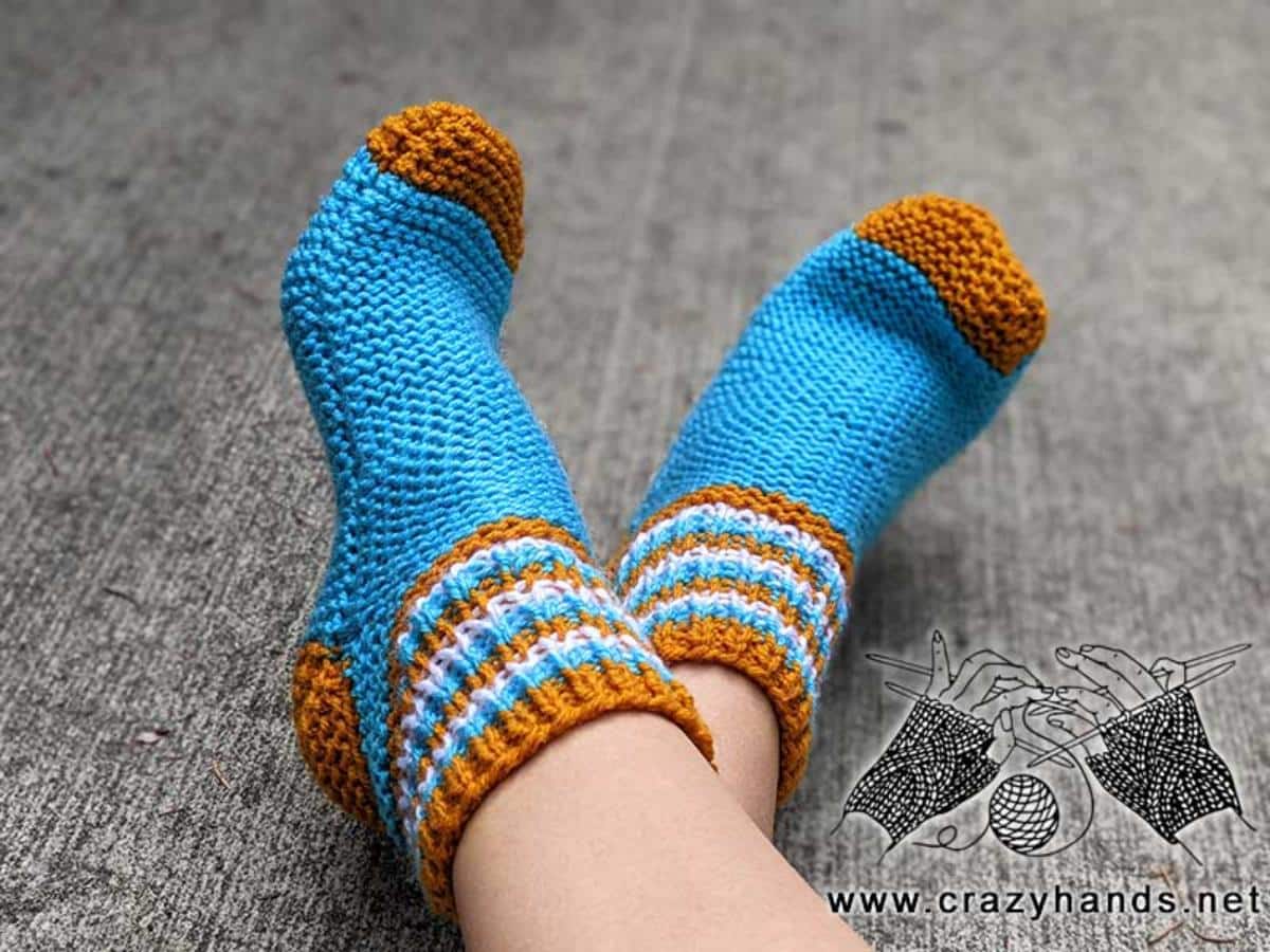 Knit Two-Needles Slipper Socks
