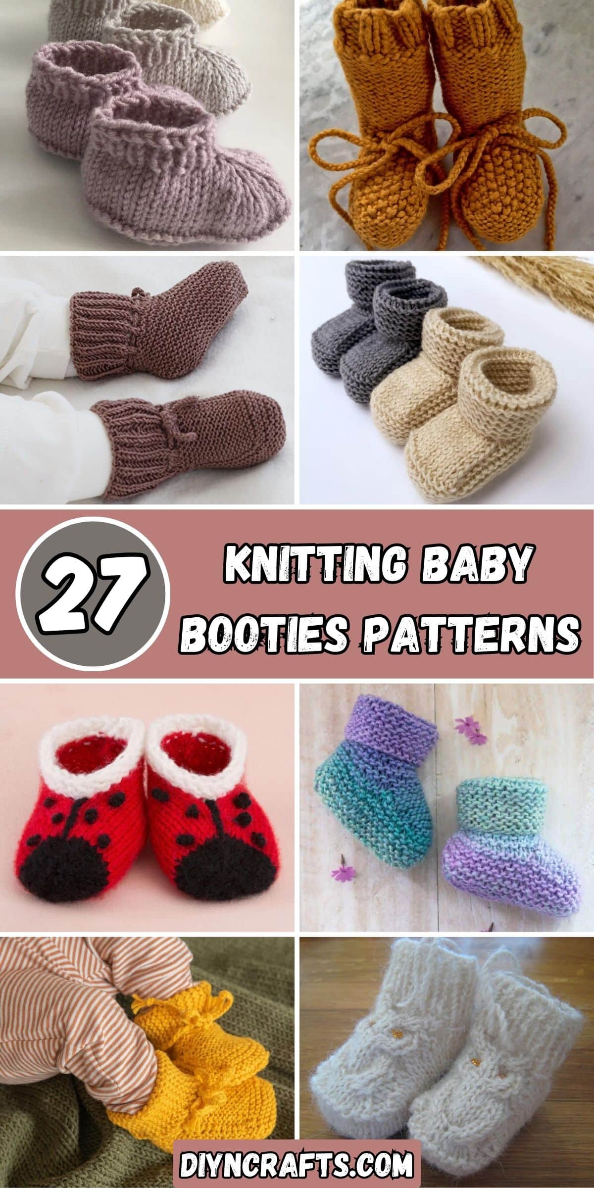 27 Knitting Baby Booties Patterns collage.