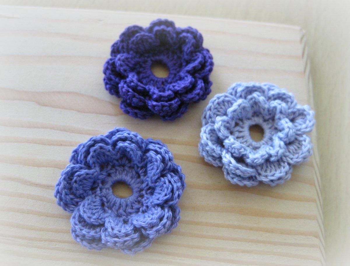 Blue Crochet Flowers
