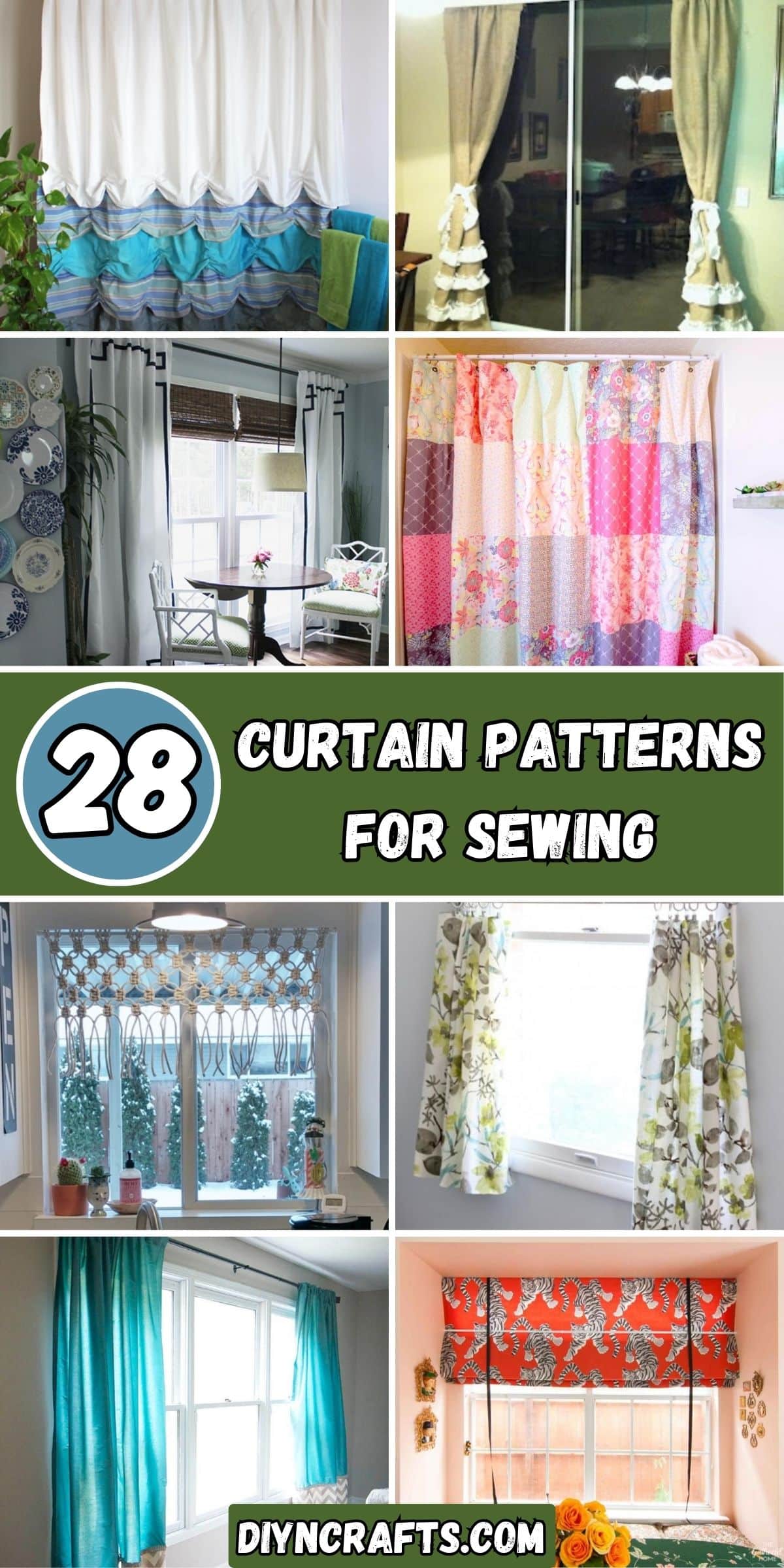 28 Curtain Patterns for Sewing collage.