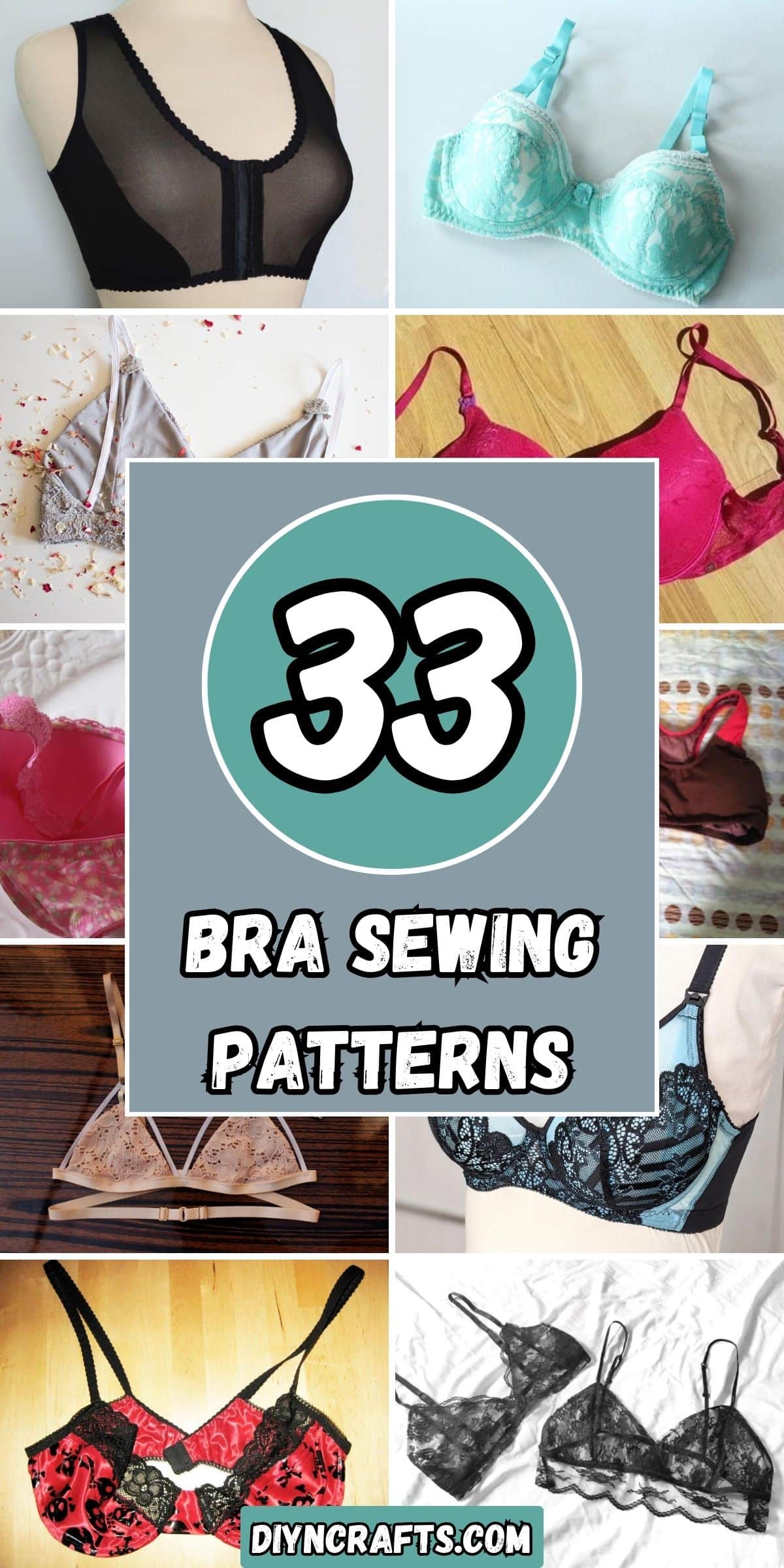 33 Bra Sewing Patterns collage.