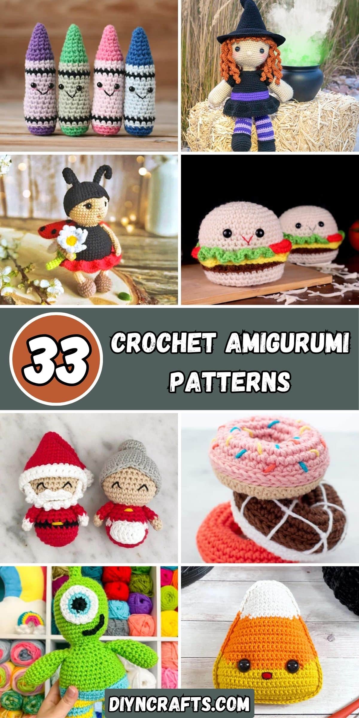 33 Crochet Amigurumi Patterns collage.