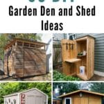 35 DIY Garden Den and Shed Ideas pinterest image.