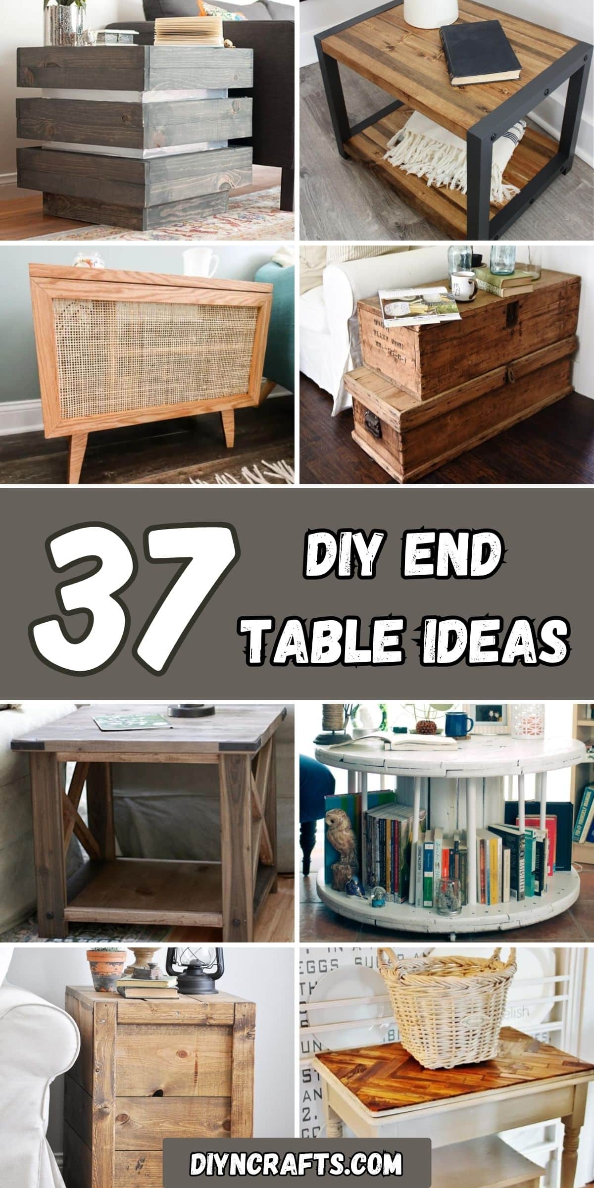 37 DIY End Table Ideas collage.