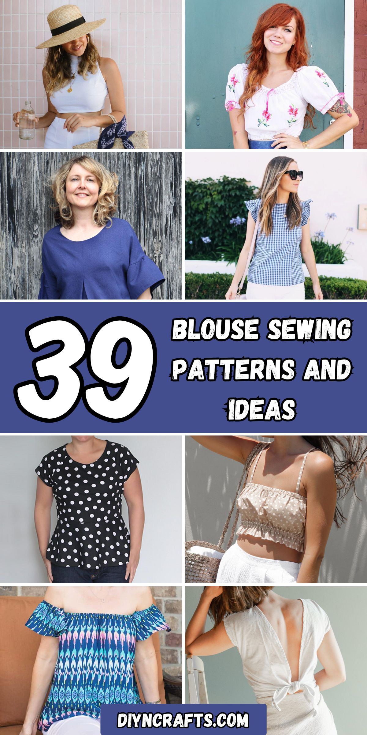 39 Blouse Sewing Patterns and Ideas collage.