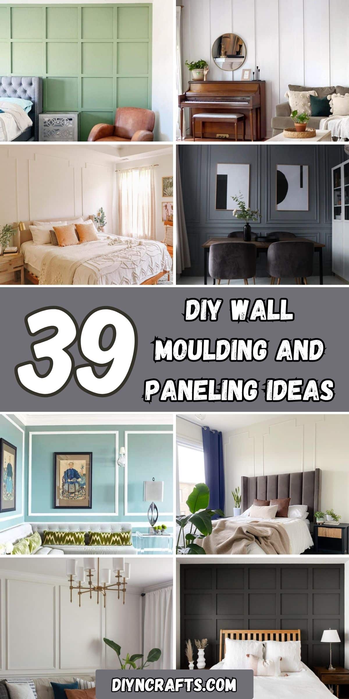 39 DIY Wall Moulding and Paneling Ideas collage.
