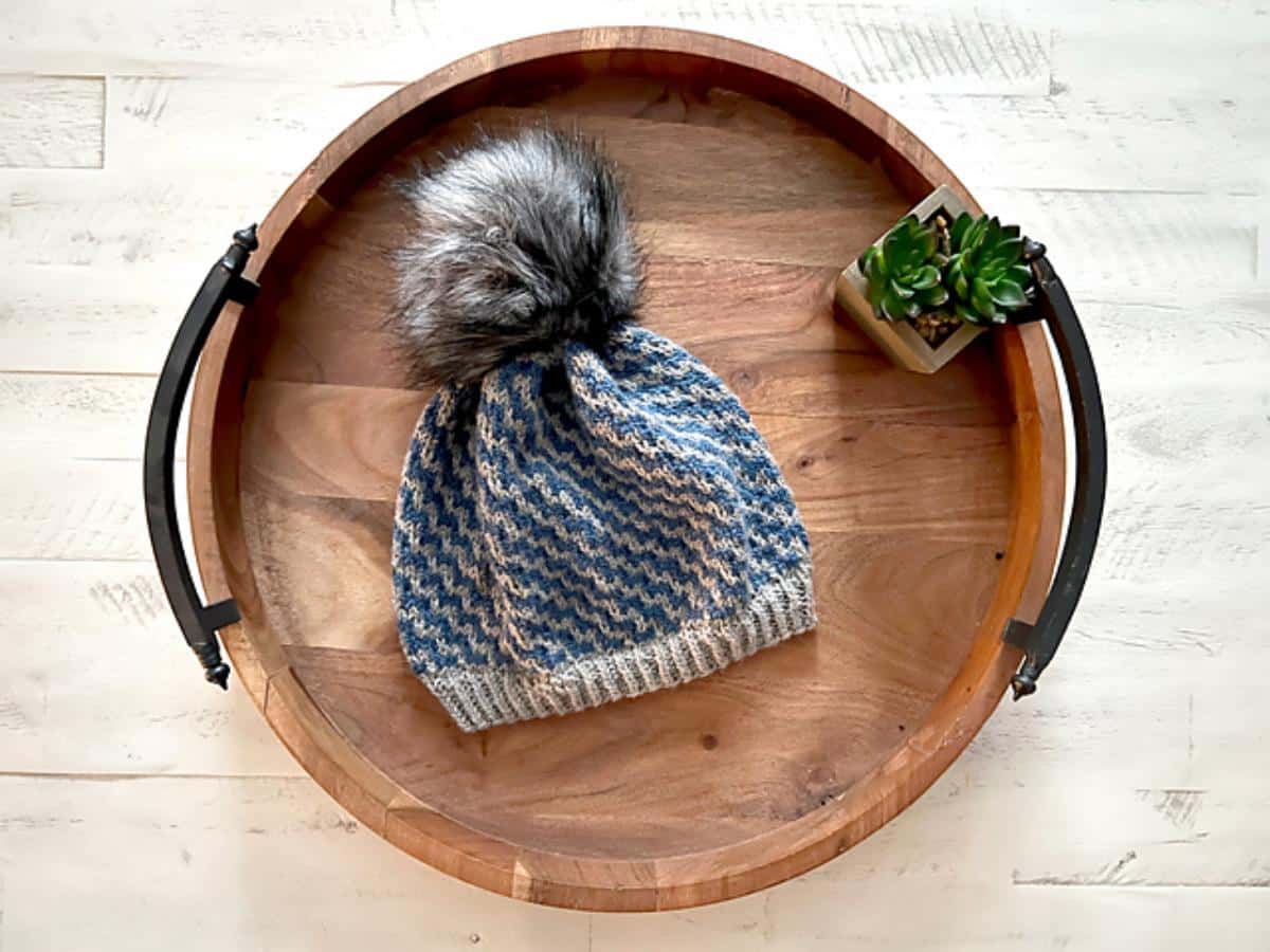 Dynamic Wave Mosaic Knit Hat