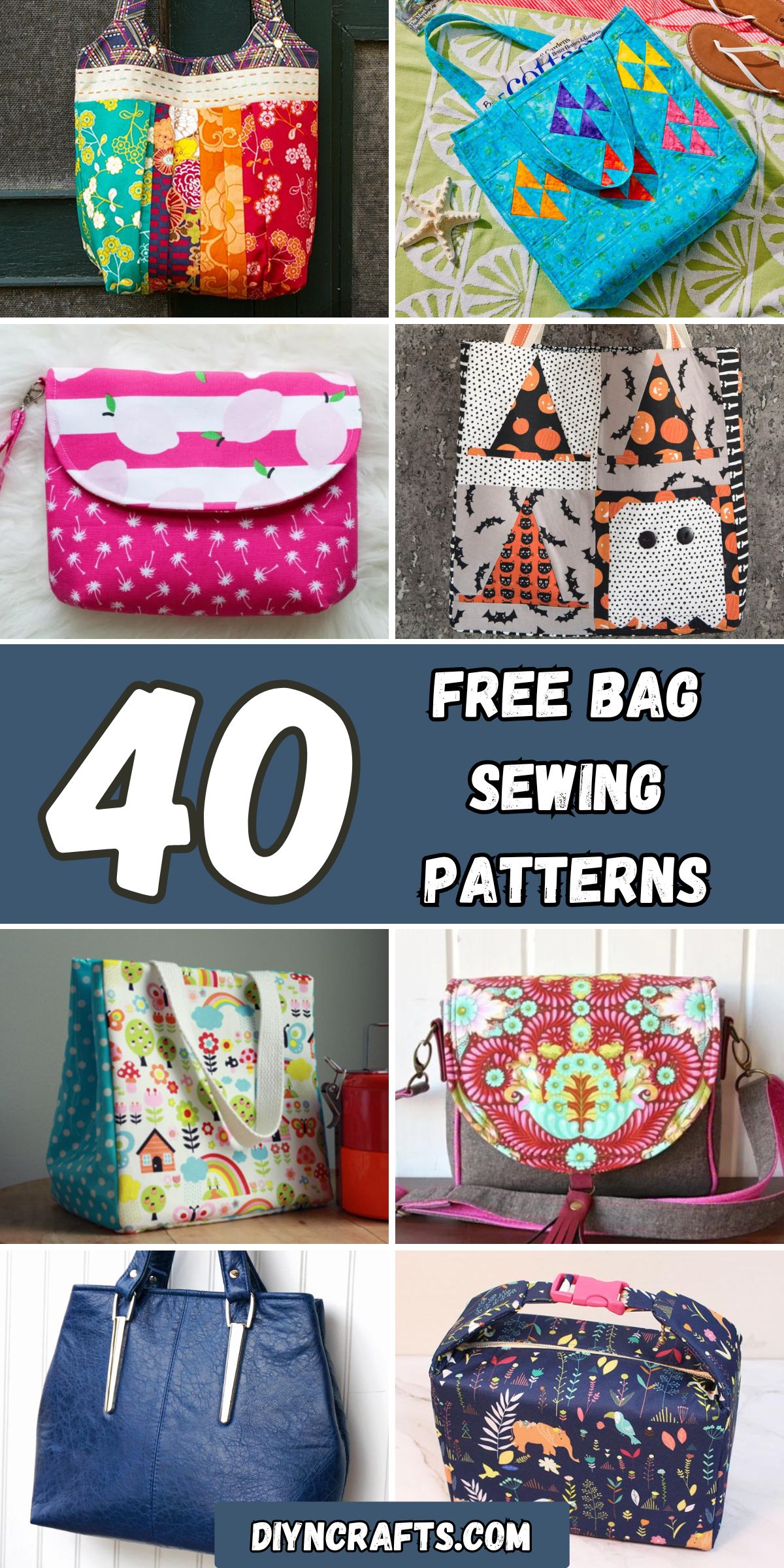 40 Free Bag Sewing Patterns collage.