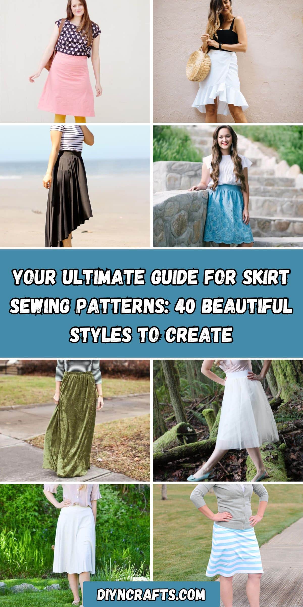 Your Ultimate Guide for Skirt Sewing Patterns: 40 Beautiful Styles to Create collage.