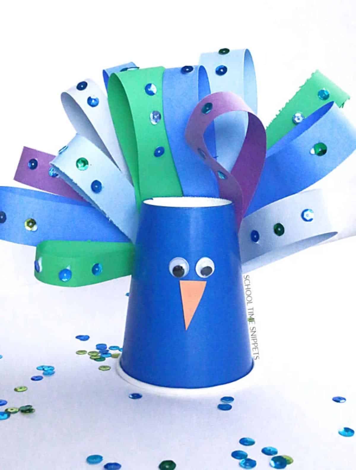 Peacock Paper Cup Art and Craft